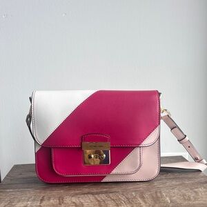 Michael Kors Fuchsia, White, and Beige Crossbody Bag